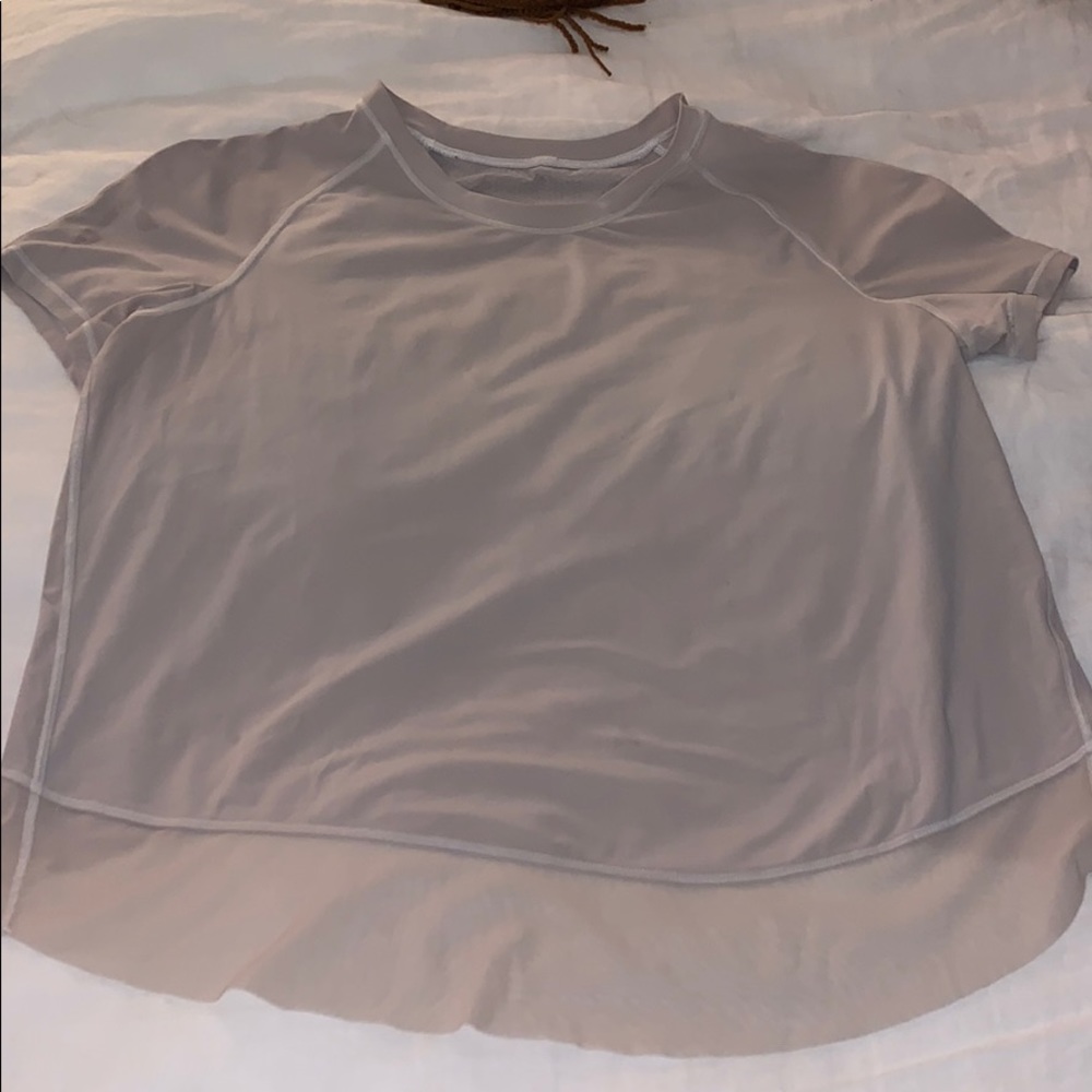 Light grey lulu t shirt with open slit back detail